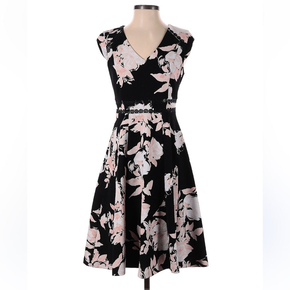 Karl Lagerfeld Black Dress with Pink Floral Design